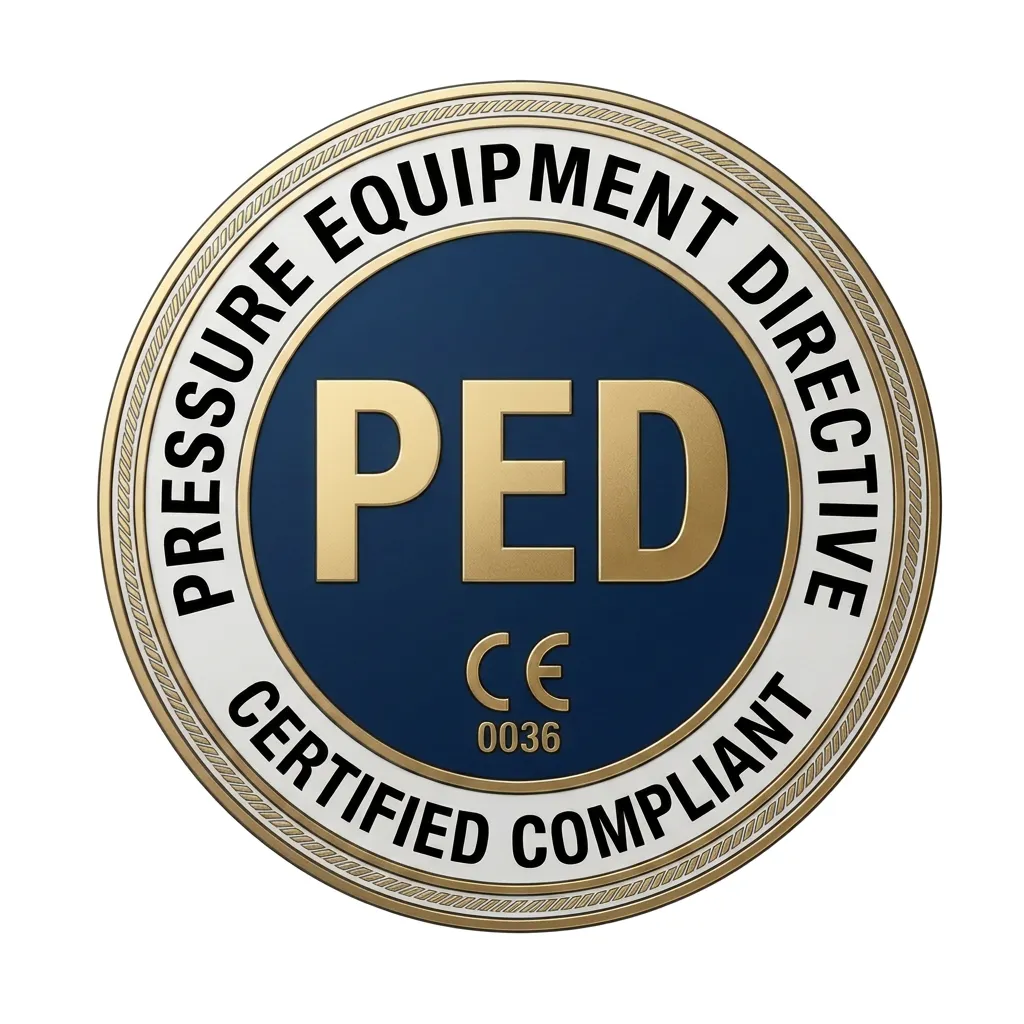 Pressure Equipment Directive (PED) certified compliant seal with CE 0036 marking